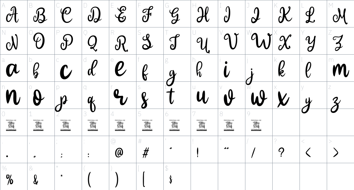 Wonderful Combination Font font Character Map