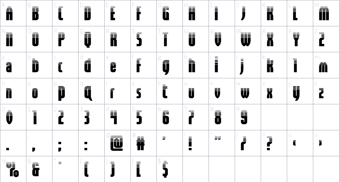 Valiant Times LC font Character Map