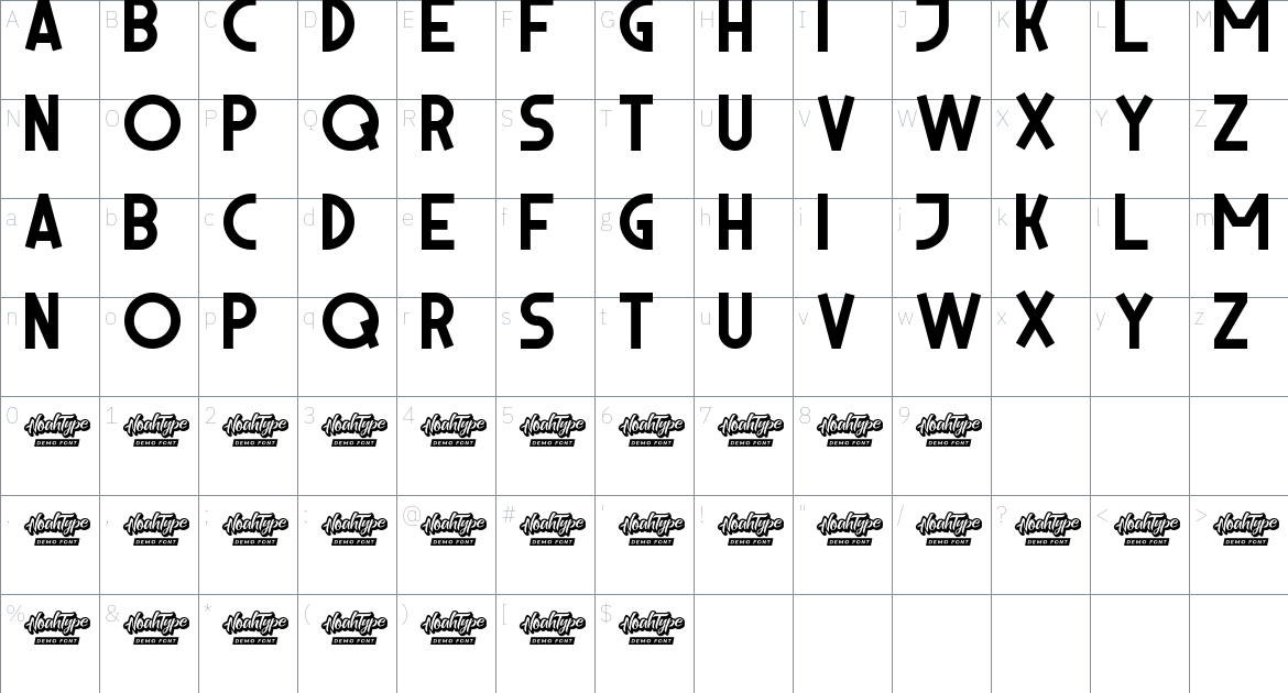 Firstick font Character Map