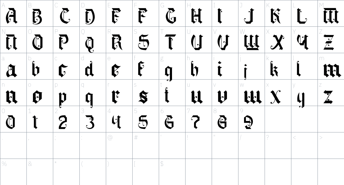 Battom Glory Font font Character Map