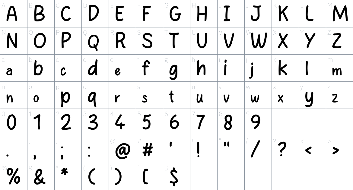 Smile Picture font Character Map