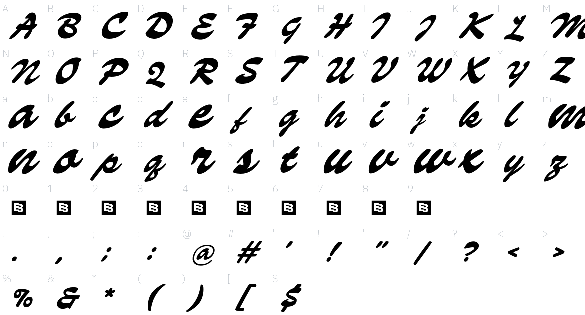 Marino Trial font Character Map