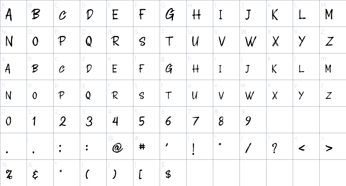 PARAXOME font Character Map