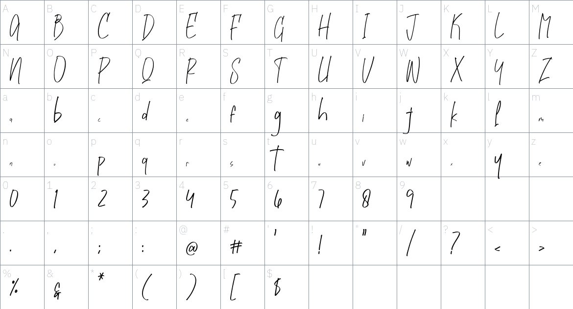 Midlenorth Constane font Character Map