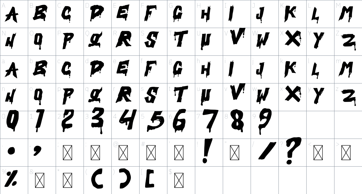 The Pocong font Character Map