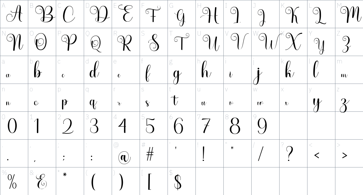 Blentia Font font Character Map