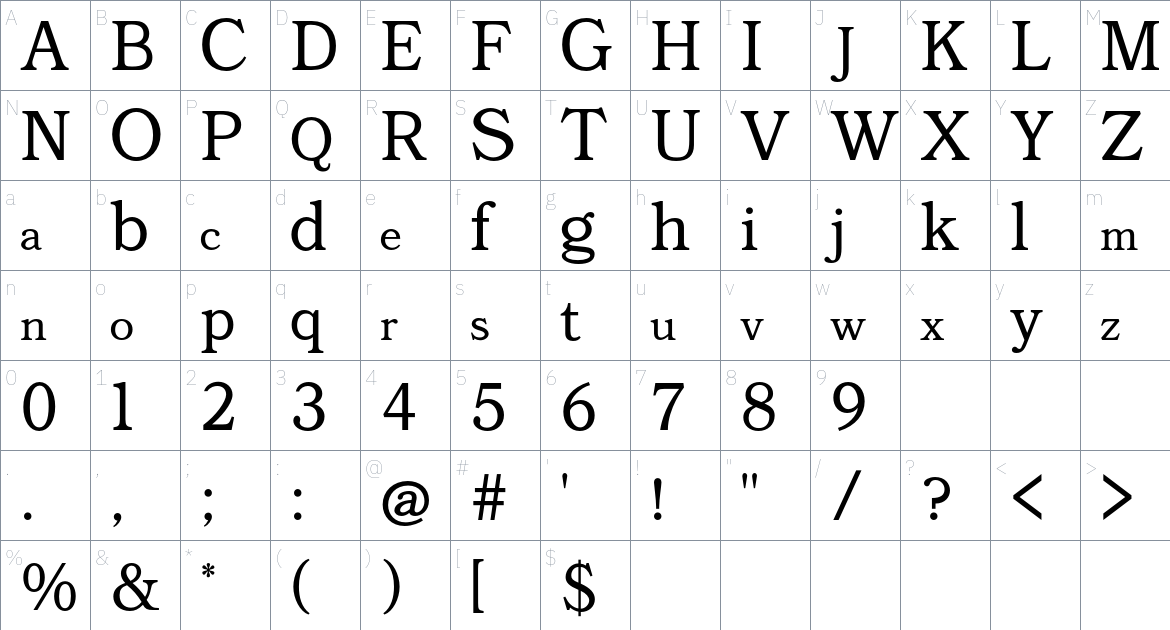 Hunck Font font Character Map