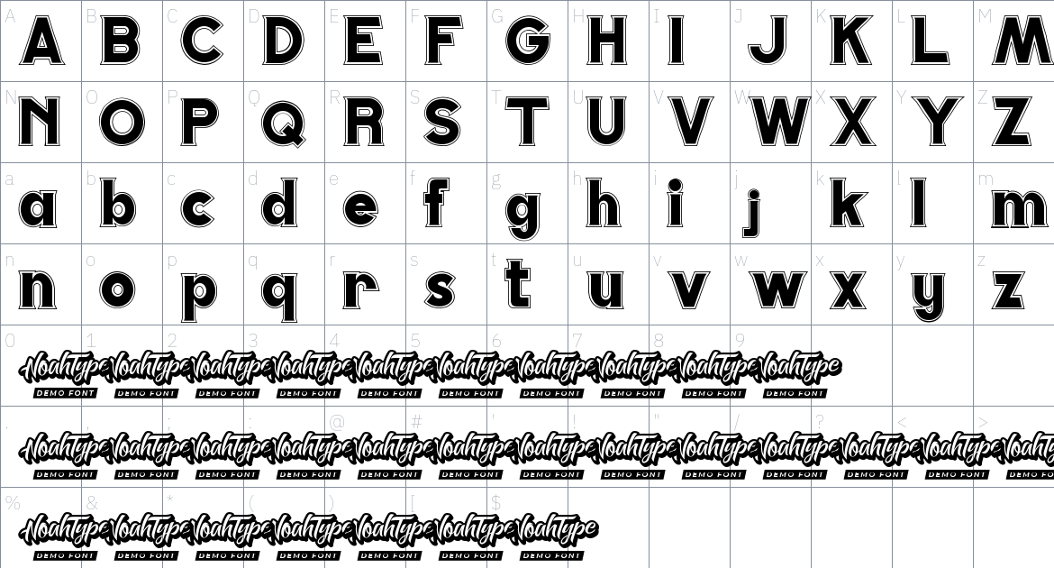 Stoppage font Character Map