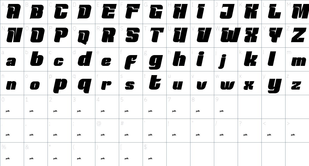 Ekuhot font Character Map