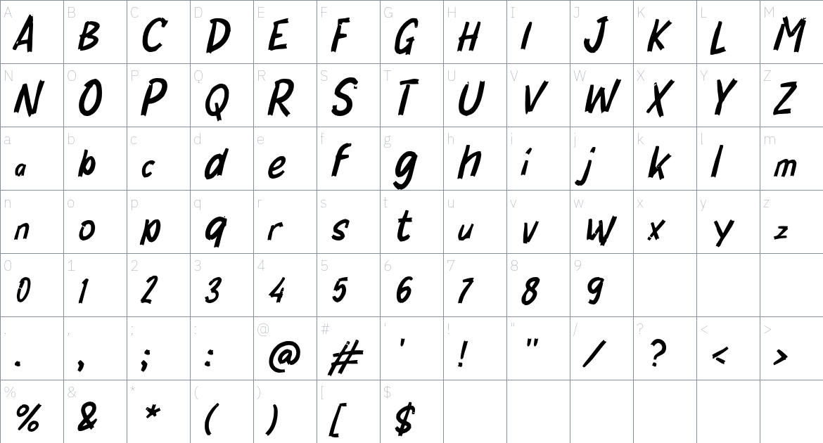 i Idrus font Character Map