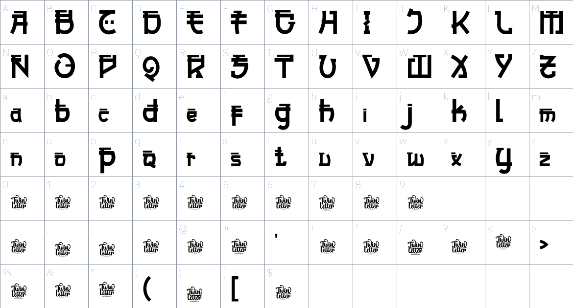 Bamida font Character Map