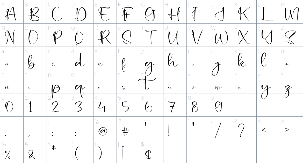 Alysha Mounty font Character Map