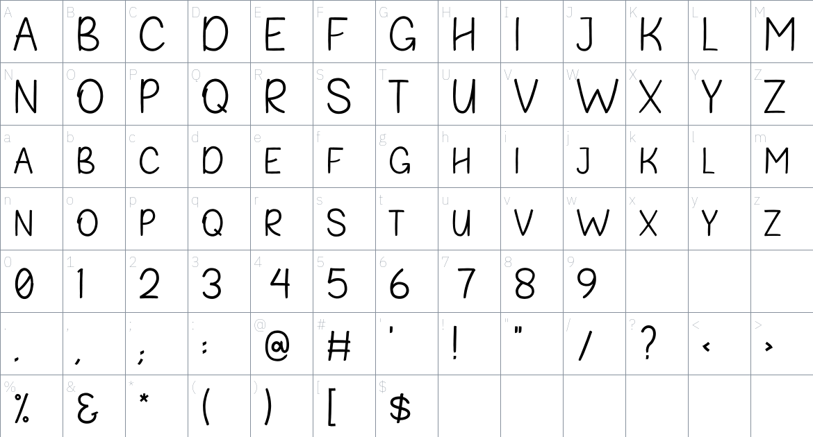 Fribash Font font Character Map