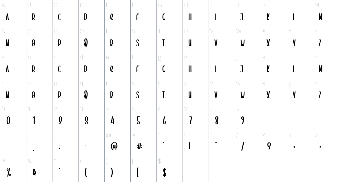 Special Planner font Character Map