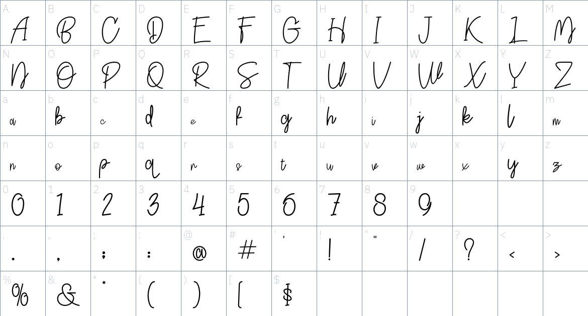 Alista Blair Font font Character Map