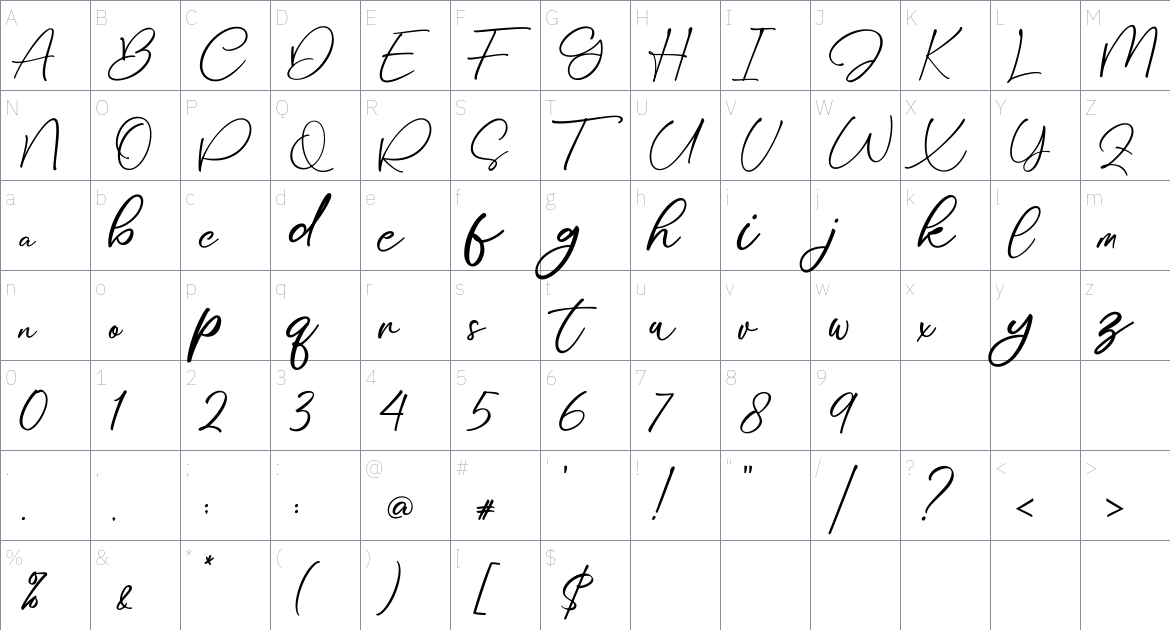 Stylissa font Character Map