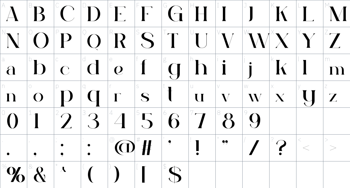 Aquila font Character Map