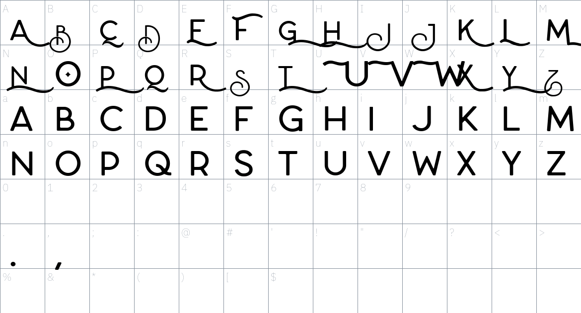 Aorell font Character Map