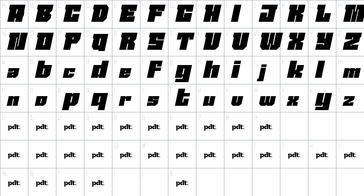 Amoonk font Character Map