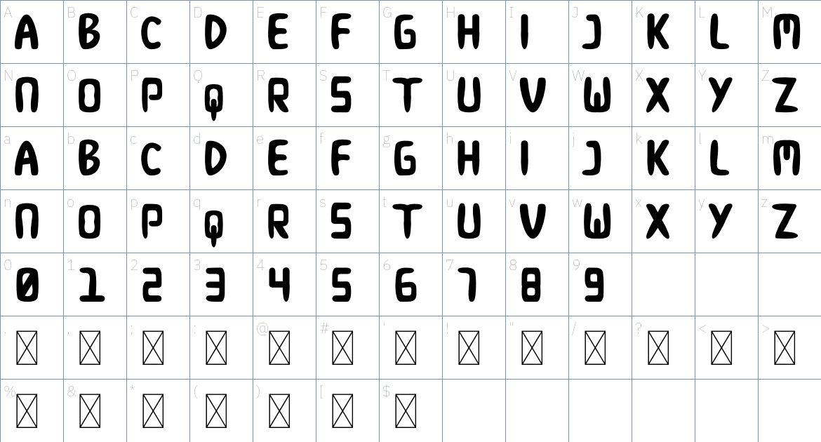 Ezet Font font Character Map