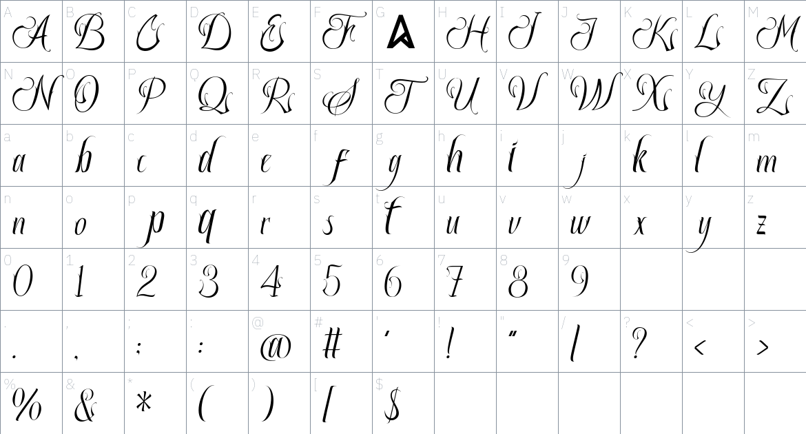 Thousand Familia Font font Character Map