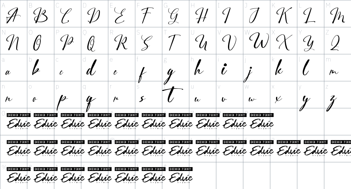 City Halle font Character Map