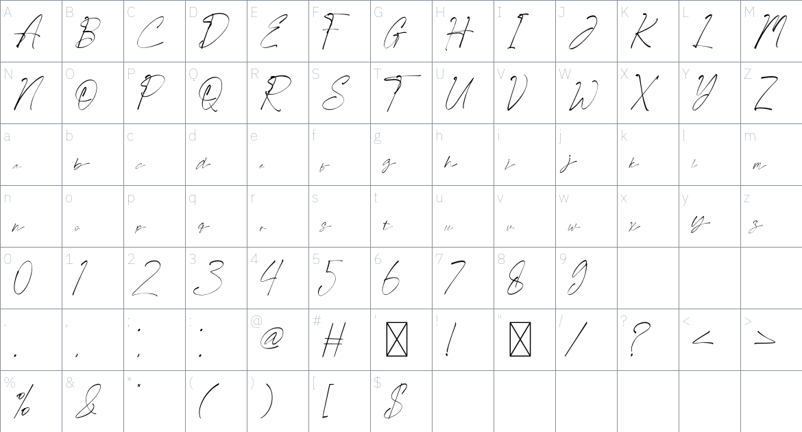 Brook Holmes font Character Map