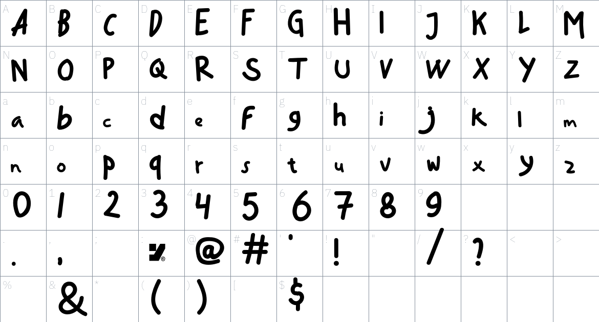 Marenasi font Character Map