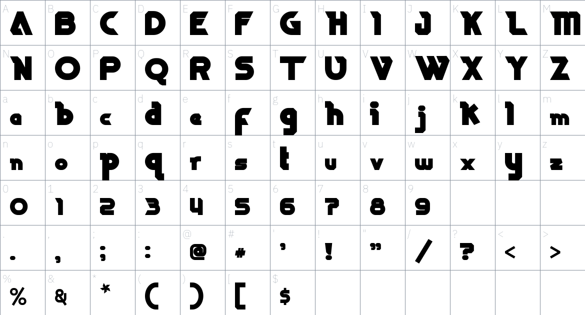 Macros font Character Map