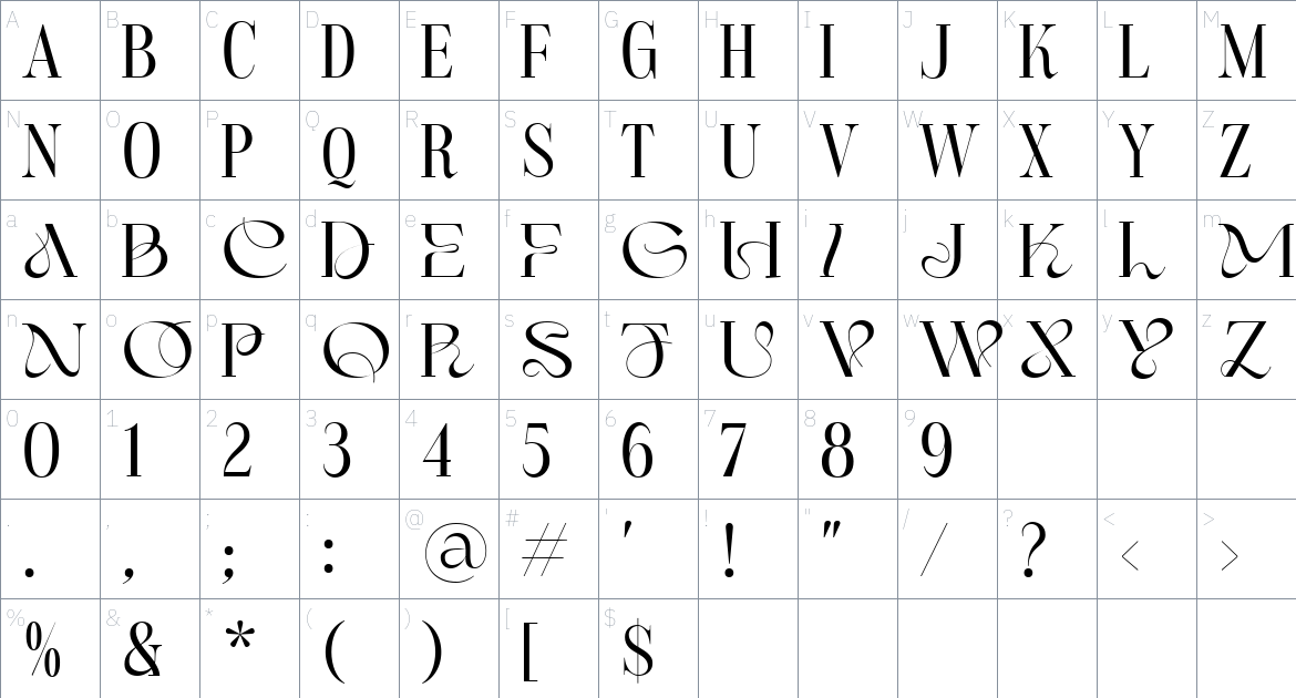 Rowan Font font Character Map