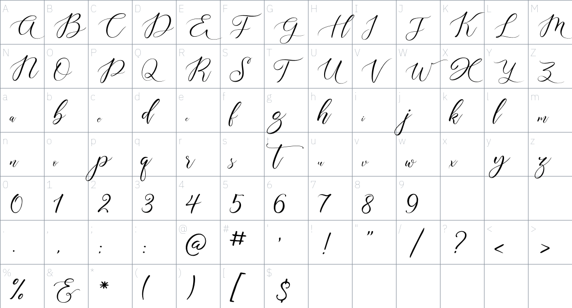 Aisyah Font font Character Map