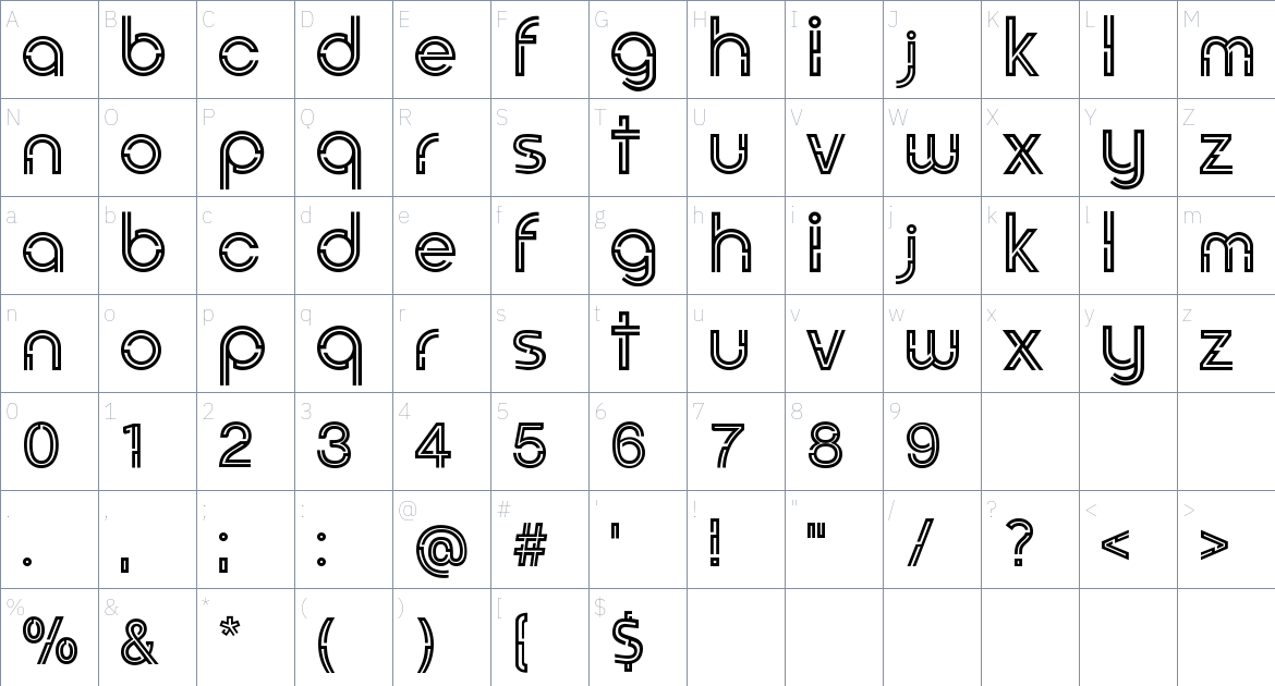 Binovomid font Character Map