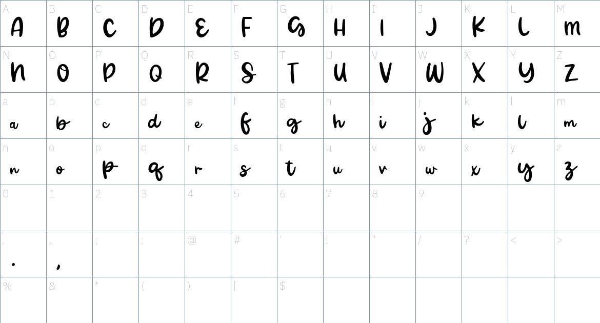 Polyline font Character Map