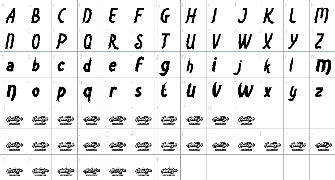 Seven Monsters font Character Map