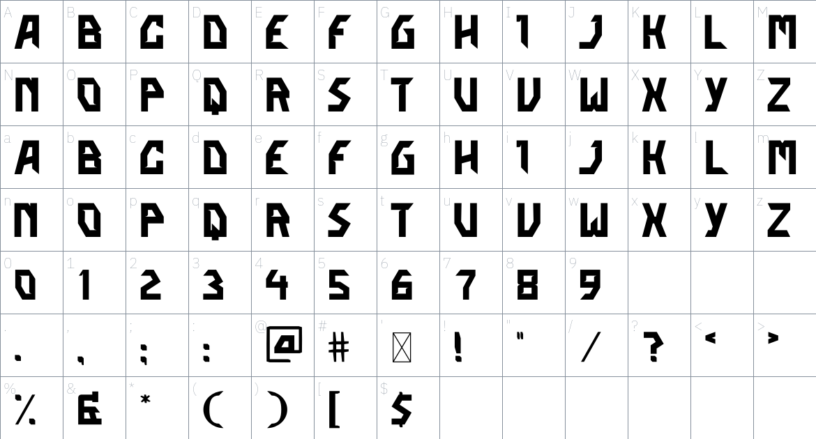 KORUXE OUSE font Character Map