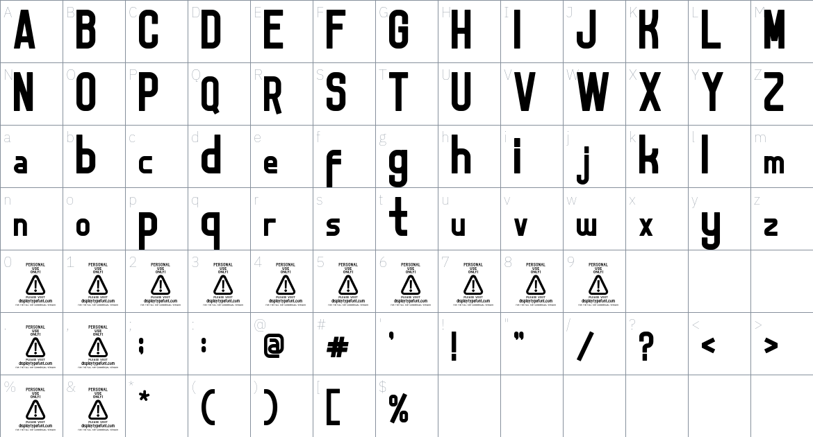 Aleta font Character Map