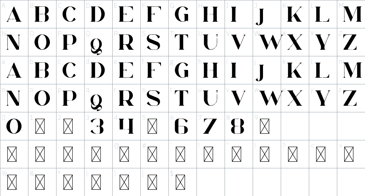 Orphic Font font Character Map