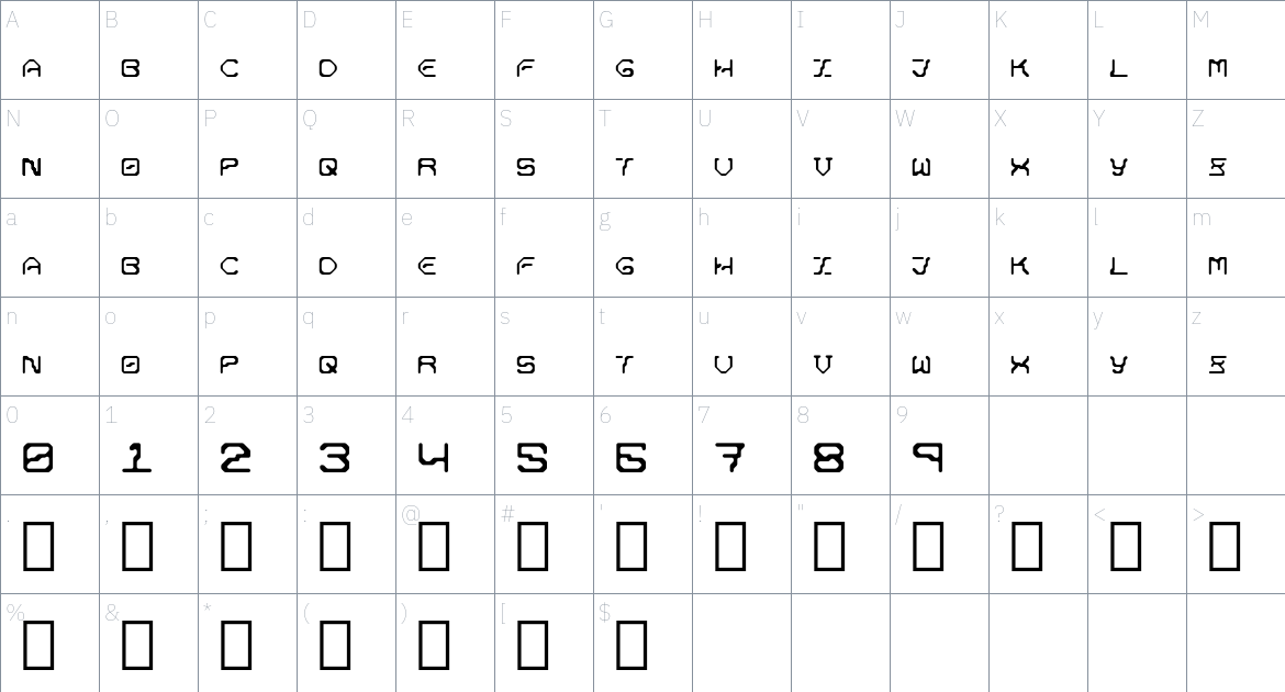 Phazed Font font Character Map