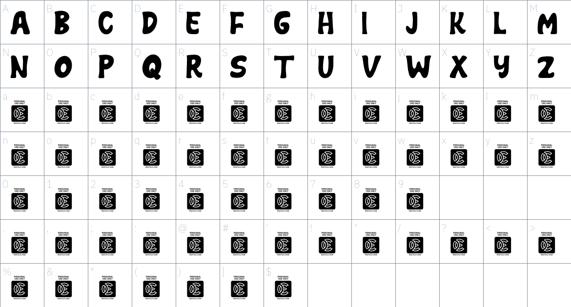 NCL Samoa Gardens font Character Map