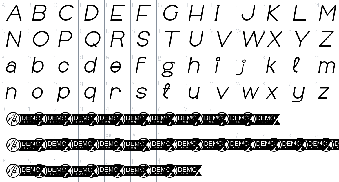 Allegany font Character Map