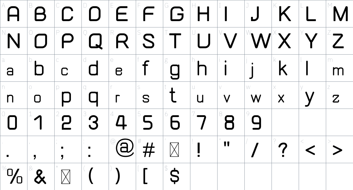 Squared2 Font font Character Map