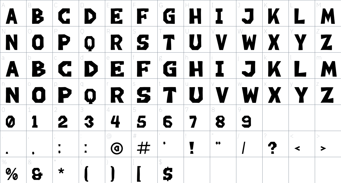 Gorine Flums font Character Map