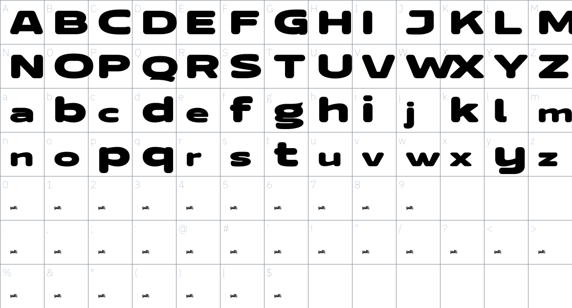 Redob font Character Map