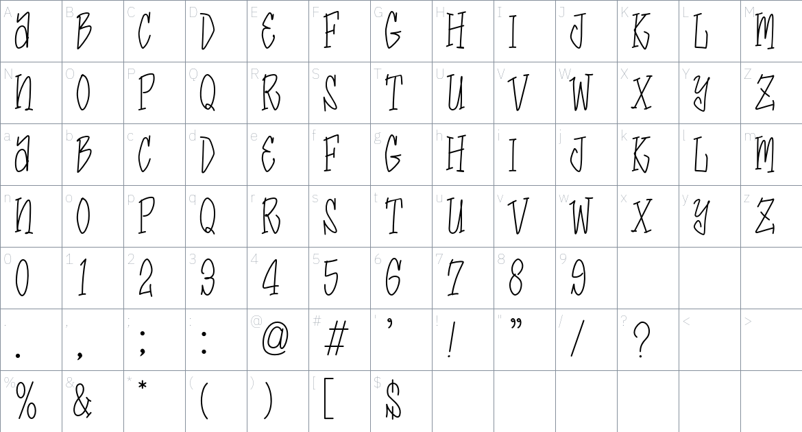 Noxville Font font Character Map