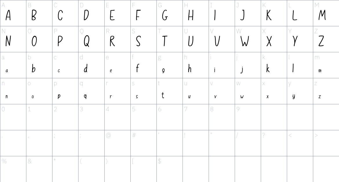 Floure font Character Map