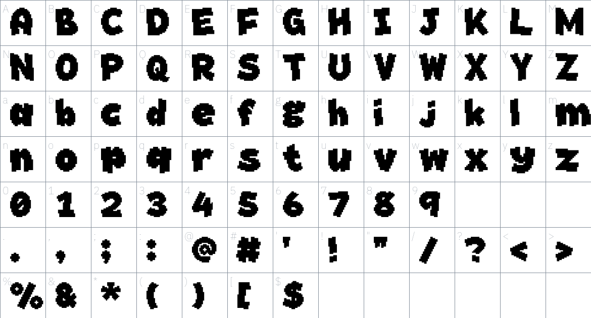 FS A Pixel Away Font font Character Map