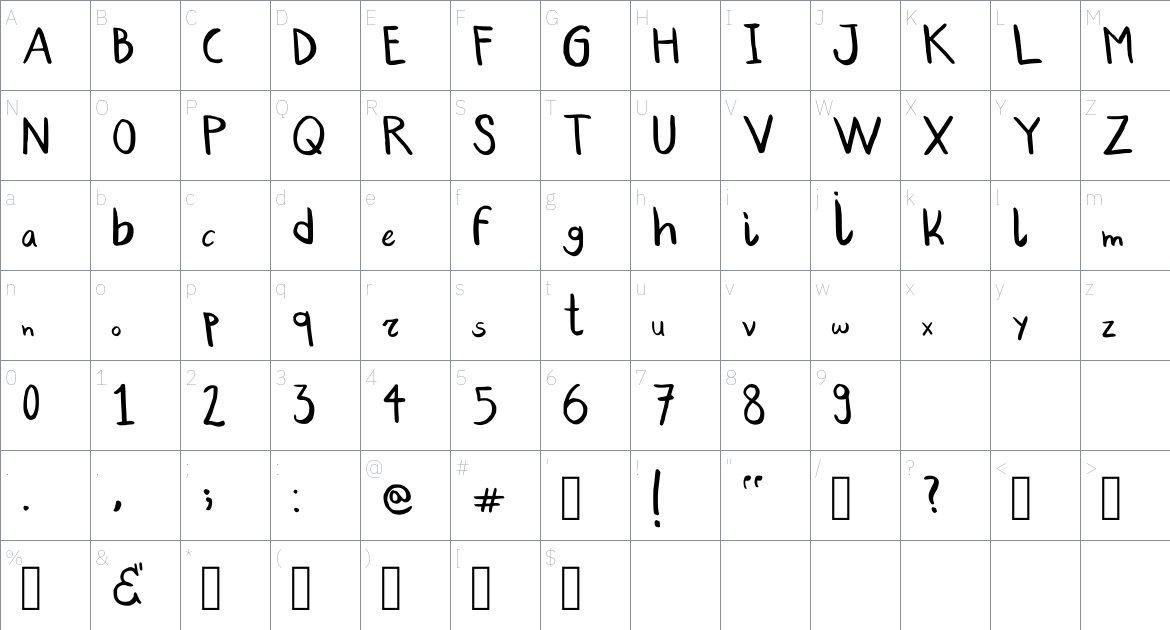 Mya Font font Character Map