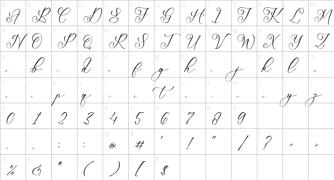 Mattrile Vintales font Character Map