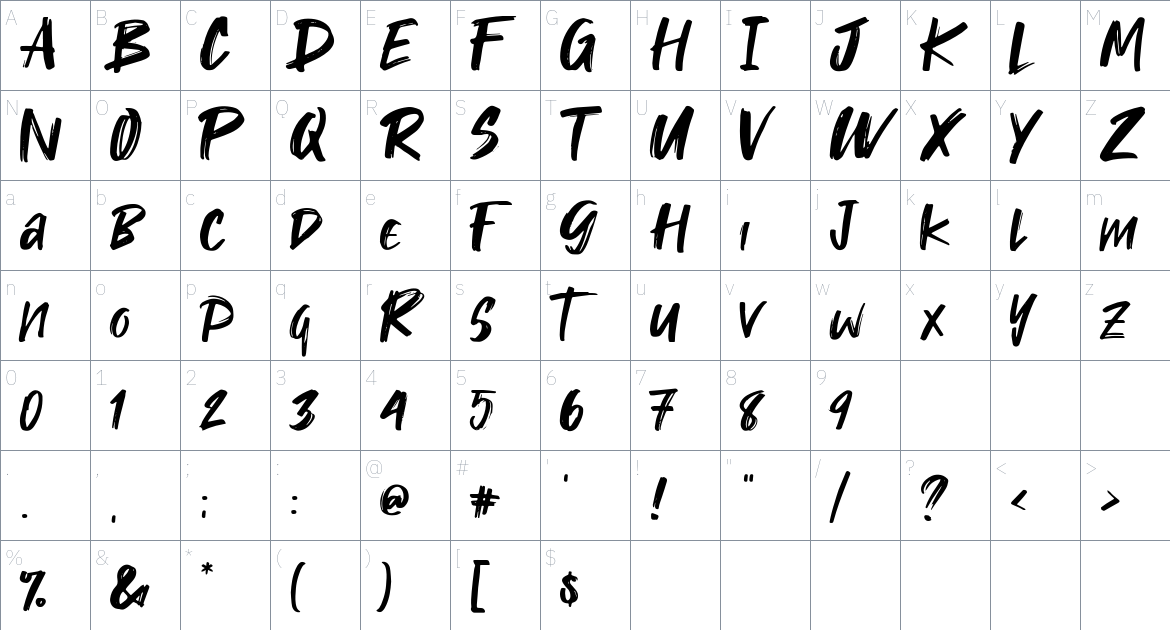 Takota Font font Character Map