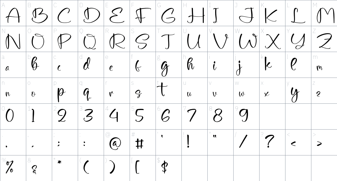 Creedflag font Character Map